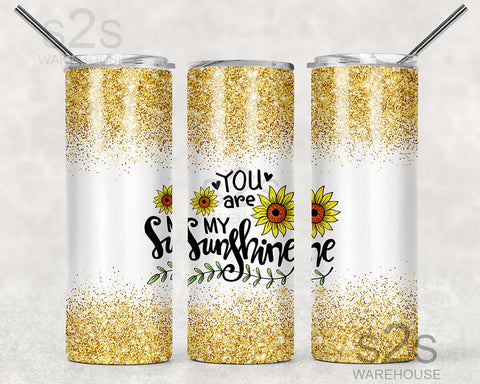 Tumbler Transfer - Gold Glitter Sunflower 21