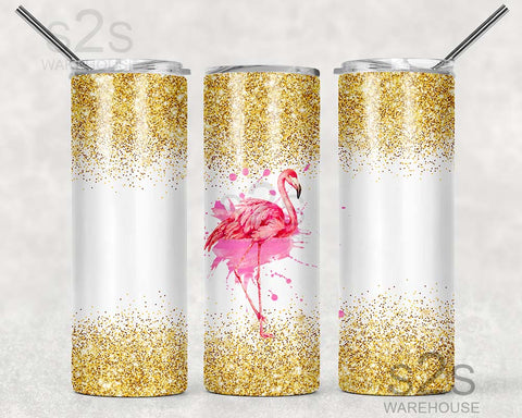 Tumbler Transfer - Gold Glitter Flamingo 22