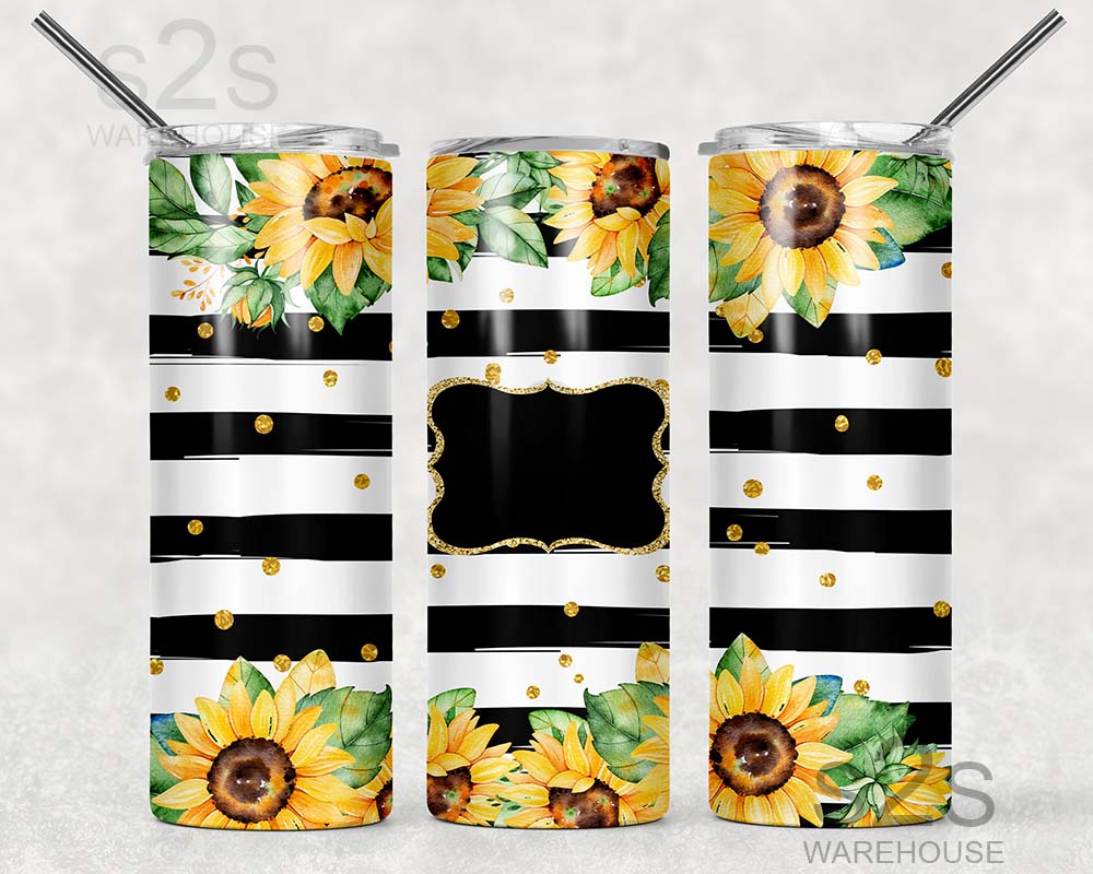 Tumbler Transfer - Sunflower Striped Frame 7