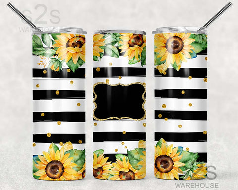 Tumbler Transfer - Sunflower Striped Frame 7