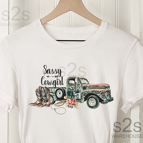 Sassy Cowgirl Rusty Truck