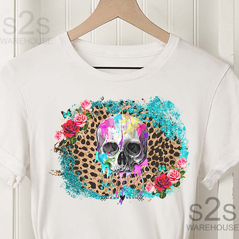 Skull Splat Leopard Floral