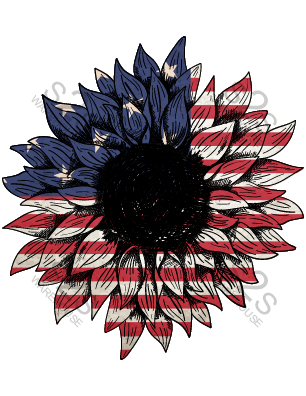 Sunflower with Flag Print